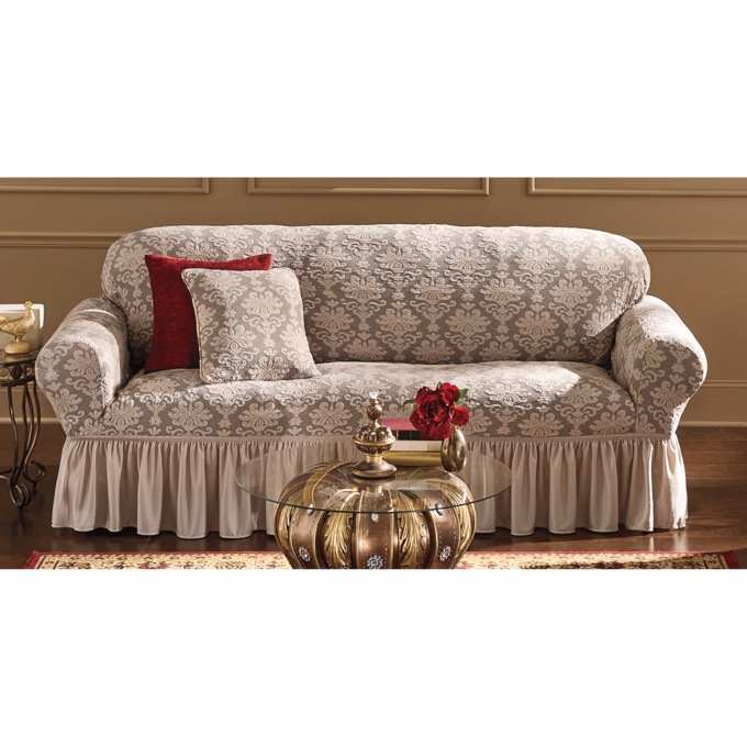Damask Stretch Pillow Cover, , large