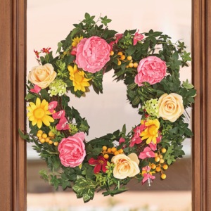 Outdoor Peony and Ivy Wreath, , large