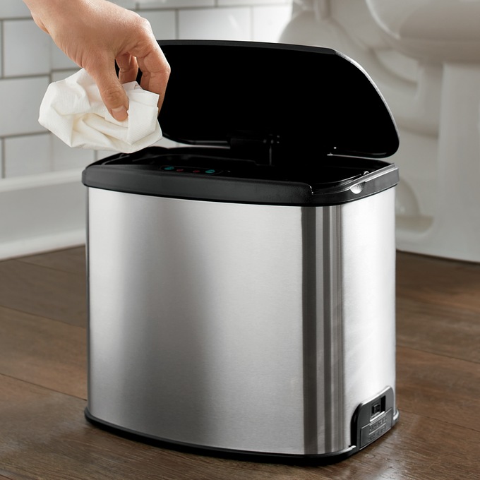 Stainless Steel Automatic Trash Bin, , large