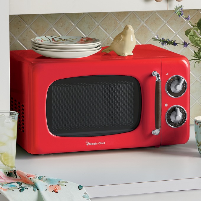 Magic Chef 0.7 Cu. Ft. Retro Microwave, Red, large