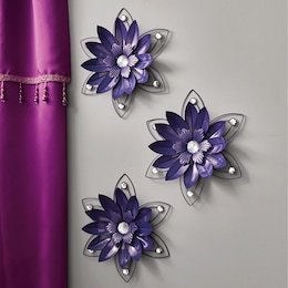 Set of 3 Crystal Wall Flowers, , large