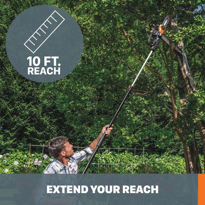 Worx 20V Power Share 10-Inch Cordless Pole/Chain Saw With Auto-Tension, , large
