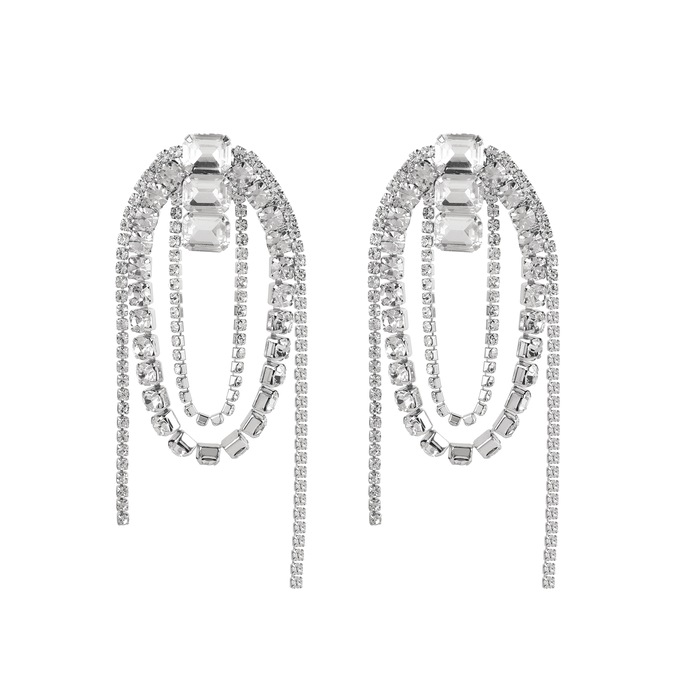 Crystal Oval Earrings, , large