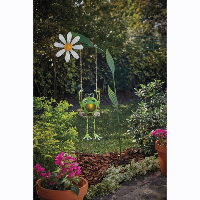 Solar Swinging Frog Stake, , large