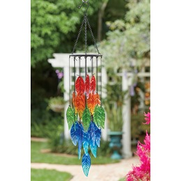 Colorful Glass Leaf Chime, , large
