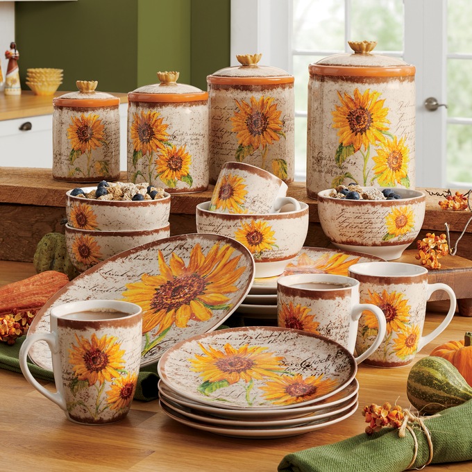 4-Piece Scripted Sunflower Stovetop Set