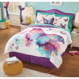 Tiffany Butterfly Comforter Set and Decorative Pillow, , large