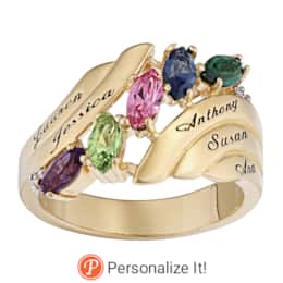 Marquis Magic Family Name and Birthstone Ring, , large