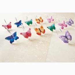 Set of 12 Bright Butterfly Shower Curtain Hooks, , large