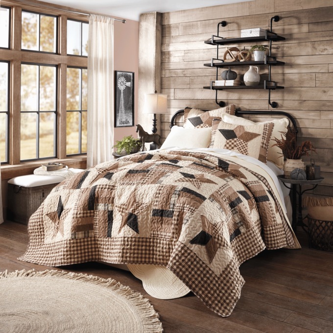 Rustic Star Oversized Quilt and Sham, , large