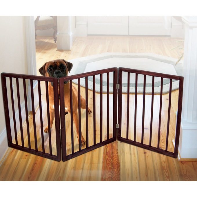 Wood Tri-Fold Pet Gate, , large