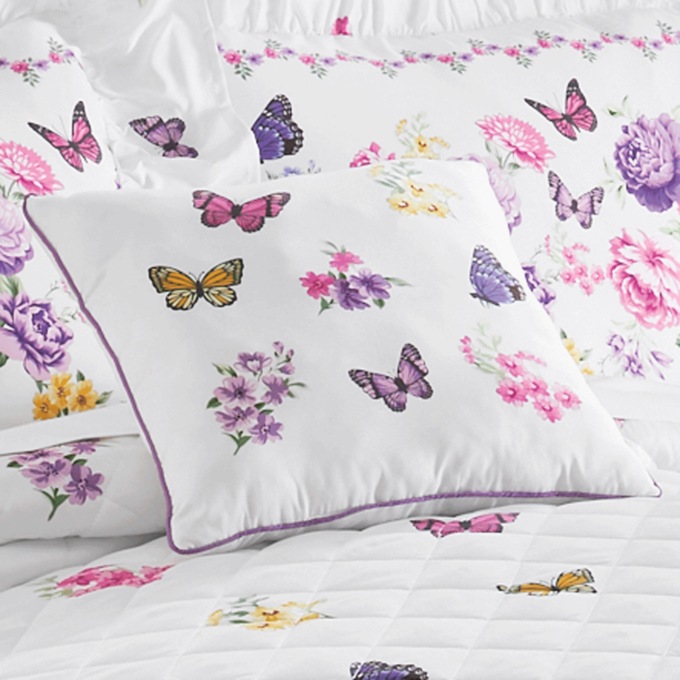Butterfly Floral Accent Pillow, , large