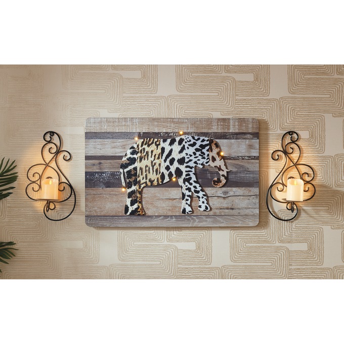 Lit Safari Elephant Wall Art, , large