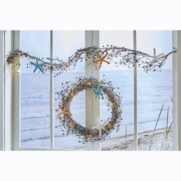 Lit Coastal Wreath and Garland, , large