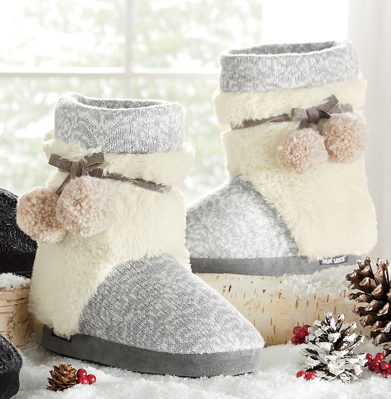 Muk Luks Women's Delanie Slipper Boot, Size Medium, Medium Gray Heather