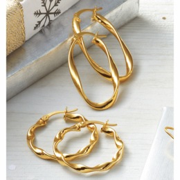  2-Pair Twisted Hoop Set, , large