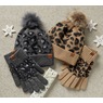 Britts Knit Snow Leopard Hat and Glove Set, , large