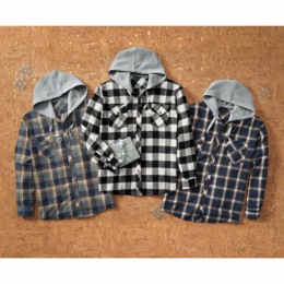 Men&#39;s Flannel with Fleece Hoodie, , large