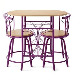 3-Piece Colorful Bistro Dining Set with Swivel Chairs, , large