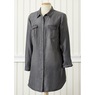 Long-Sleeved Denim Button-Up Tunic, Gray, large
