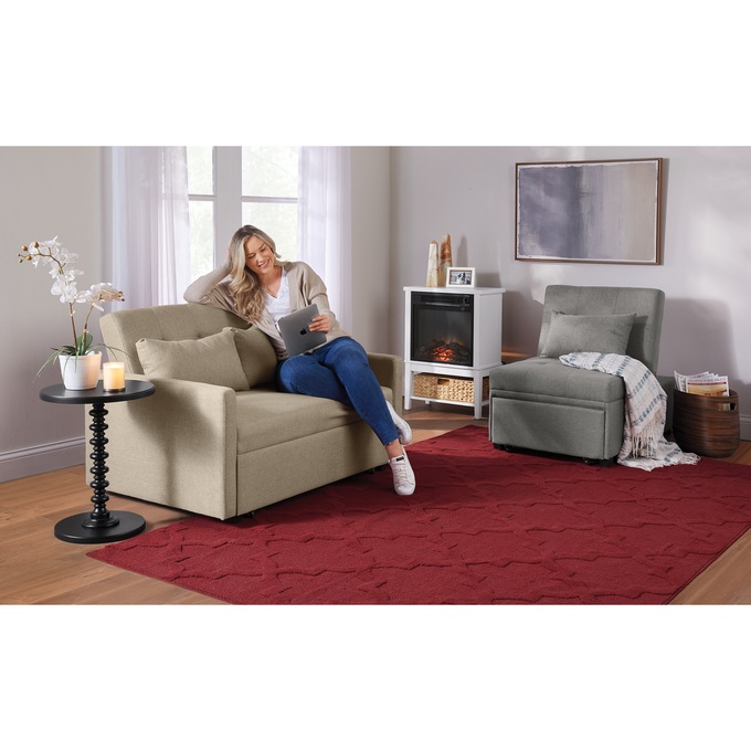 Compact Storage Fireplace With Basket, , large