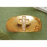 Diamond 10K Gold Unisex Cross Ring, , large