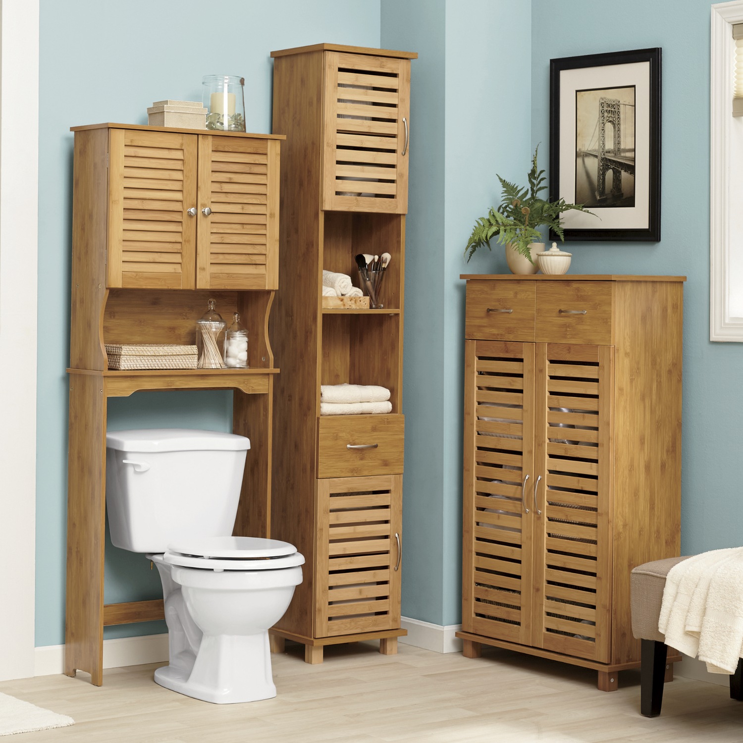 Bamboo Bathroom Cabinet Image Of Bathroom And Closet