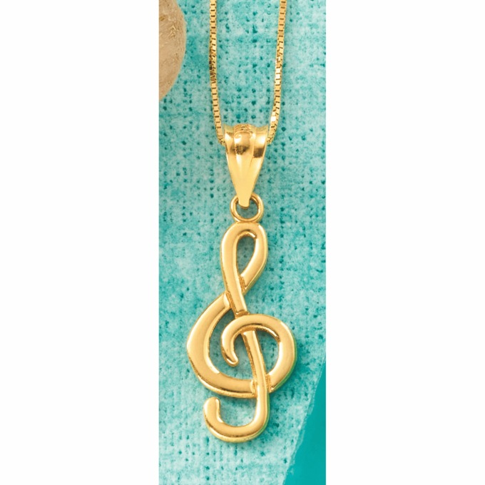 10K Gold Music Pendant, , large