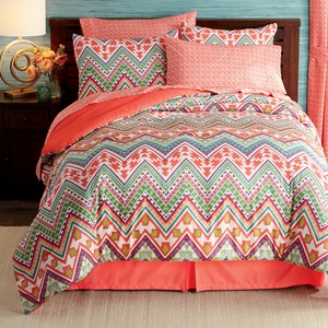 Coral Fiesta Chevron Complete Bed Set, , large