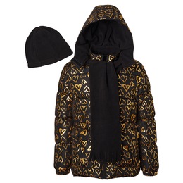 Girls&amp;&#35;39; Puffer Jacket with Hat and Scarf, , large