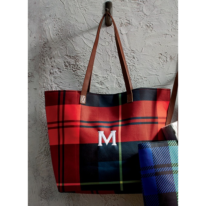 Personalized Harvest Plaid Tote, , large
