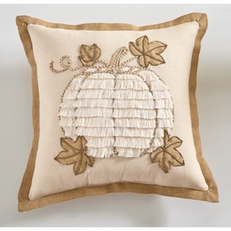 Burlap Pumpkin Accent Pillow, , large