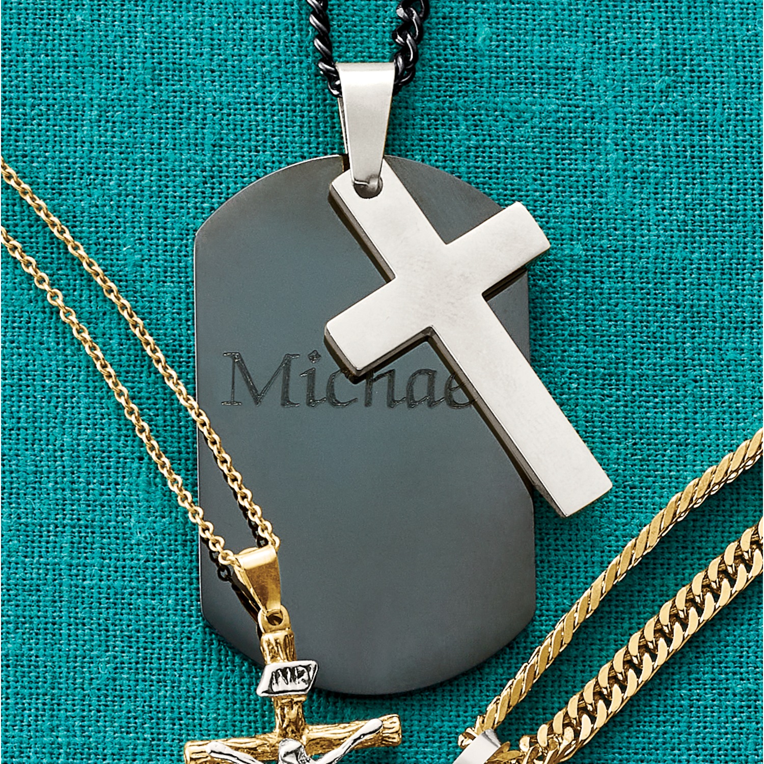 Personalized Cross Dog Tag Pendant Montgomery Ward