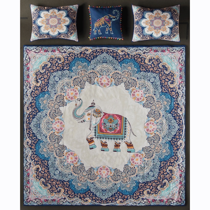 Boho Elephant Comforter Set, , large