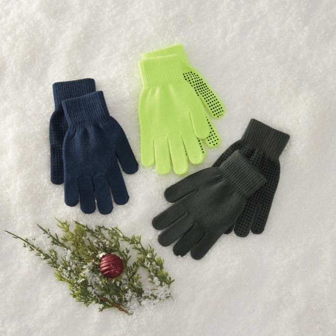 3-Pack Men's Magic Knit Grip Gloves, Multi, large