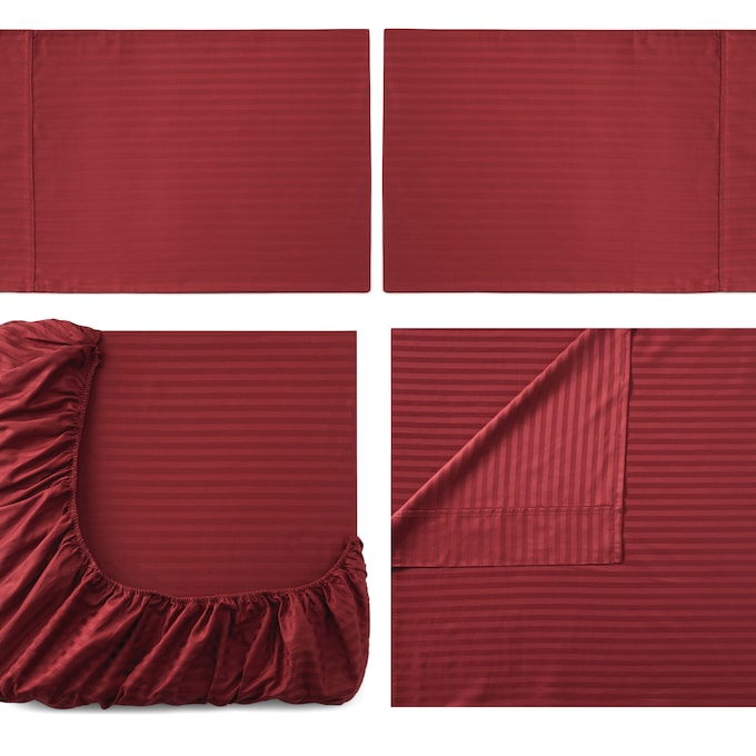 400-Thread Count Egyptian Cotton Sateen Stripe Sheet Set, , large