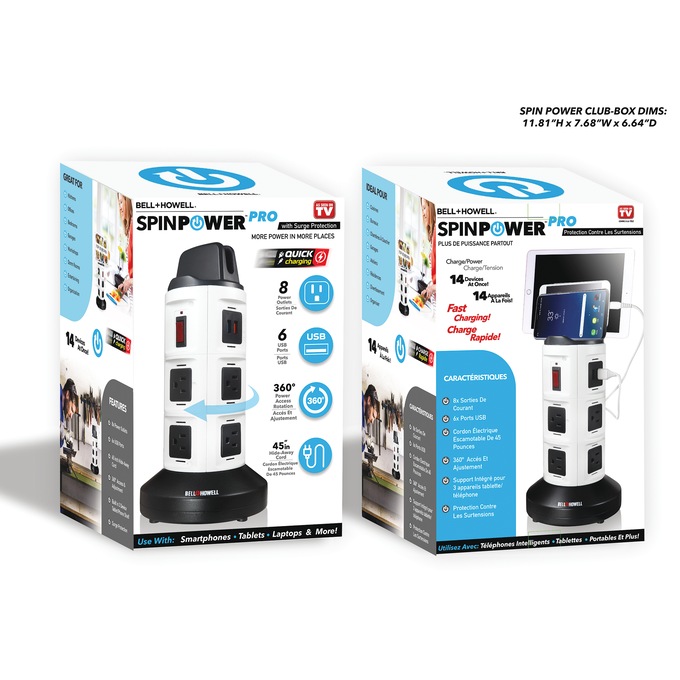 Bell+Howell Spin Power Charging Station with Surge Protection, , large