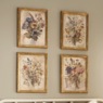 4-Piece Vintage Tea-Stained Floral Canvas Wall Art Set with Gold Frames, Multi, large