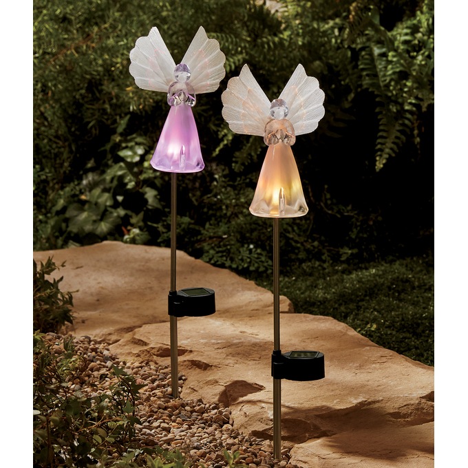 Set of 2 solar angel garden lanterns on sale