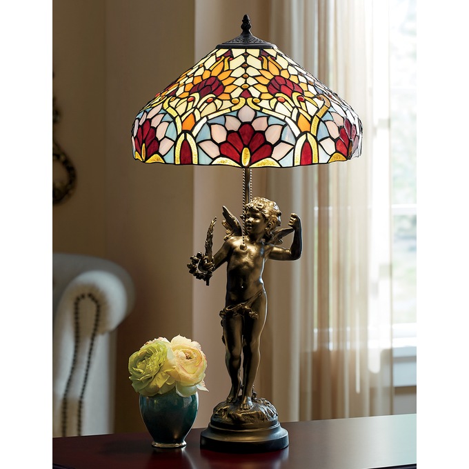 Cupid Stained Glass Table Lamp, , large