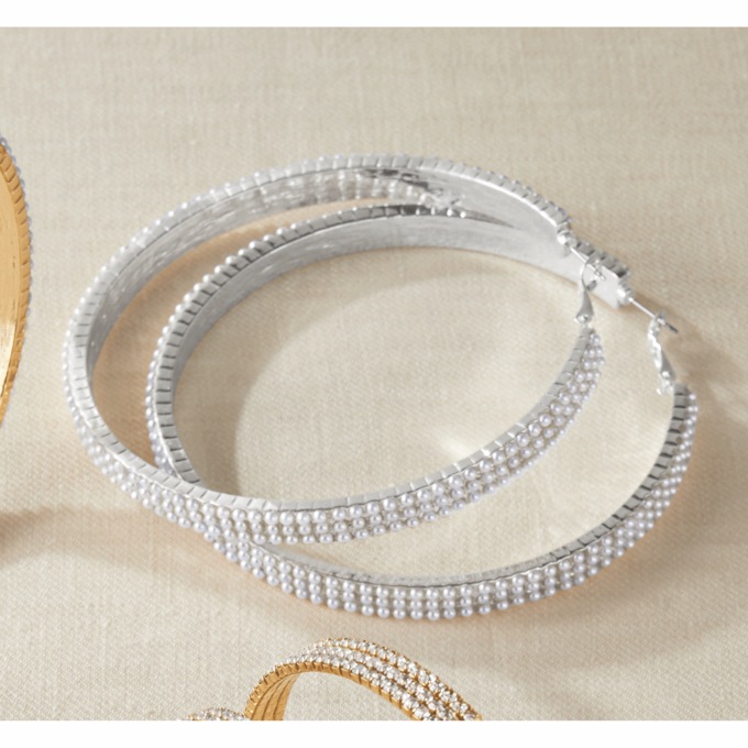 Large Stone Hoops, , large