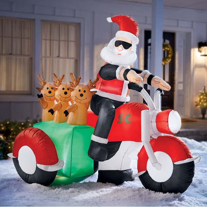 photo Santa On A Motorcycle Inflatable inflatable santa motorcycle