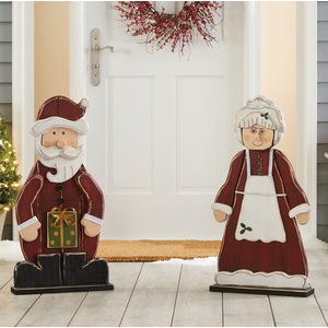 Chunky Wood Cutouts Mr. and Mrs. Claus, , large
