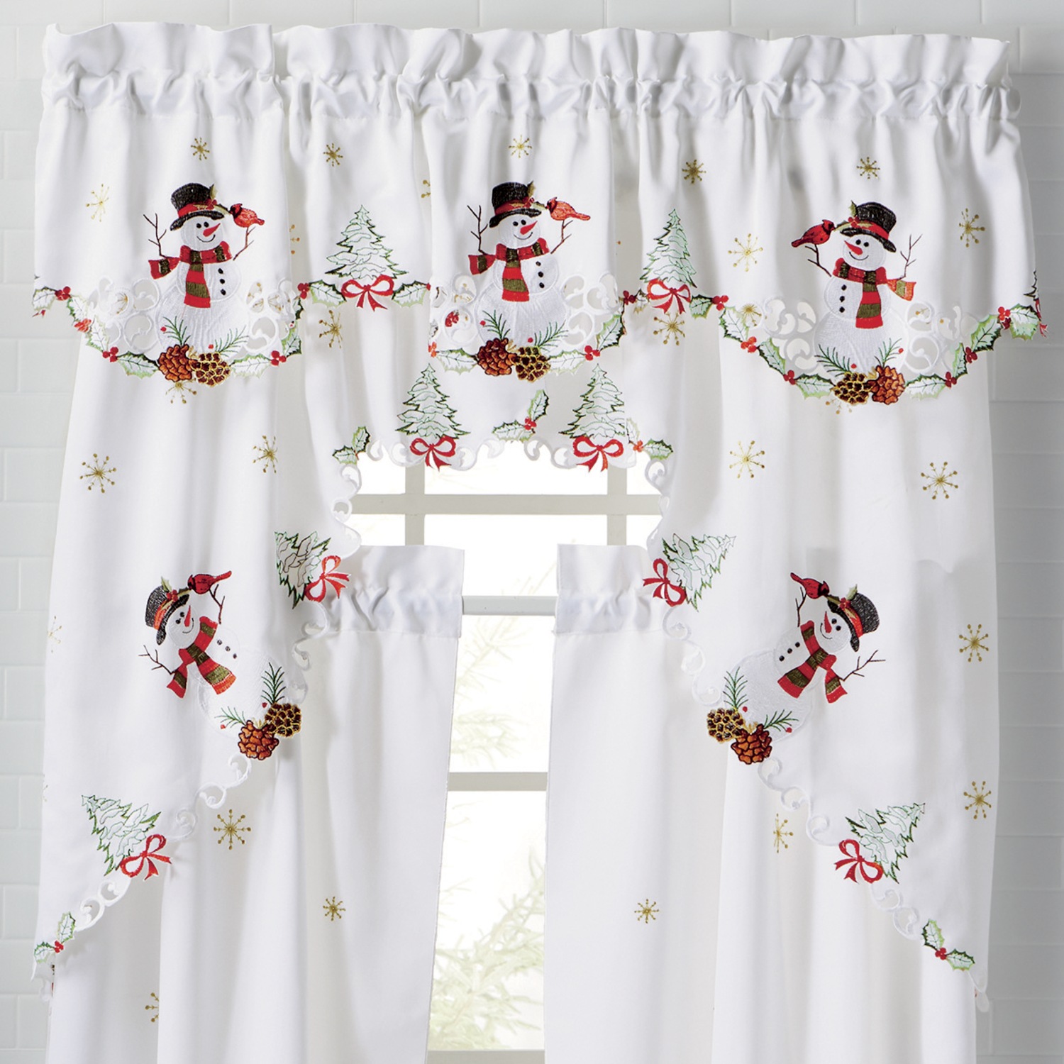 Embroidered Snowman Valance Montgomery Ward