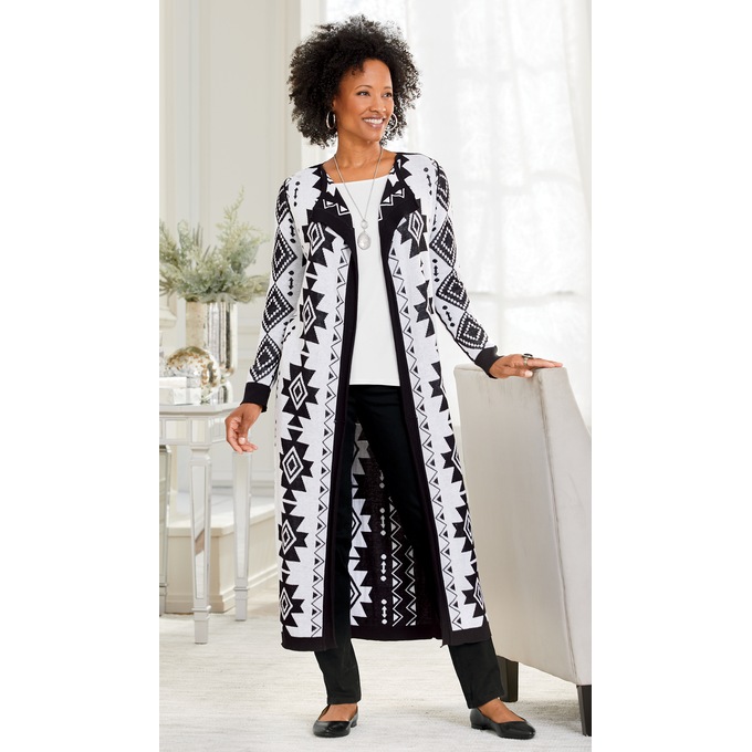 Long sweater duster discount coat