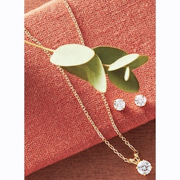 Lab-Diamond Solitaire Pendant, , large