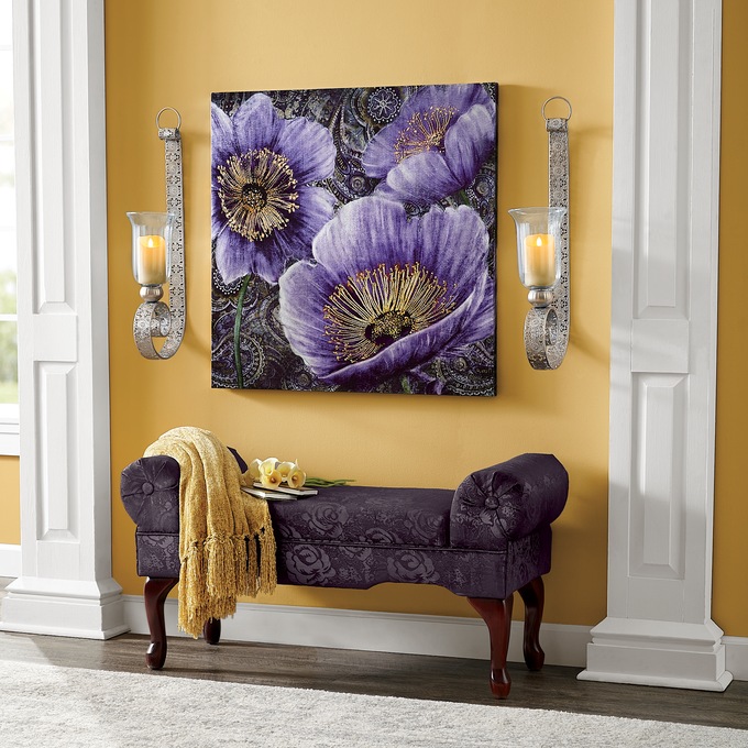 Metallic Poppies Canvas, Purple, large