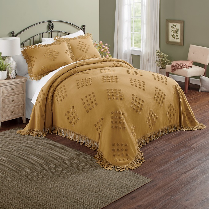 Harper Chenille Bedspread, Marigold, large