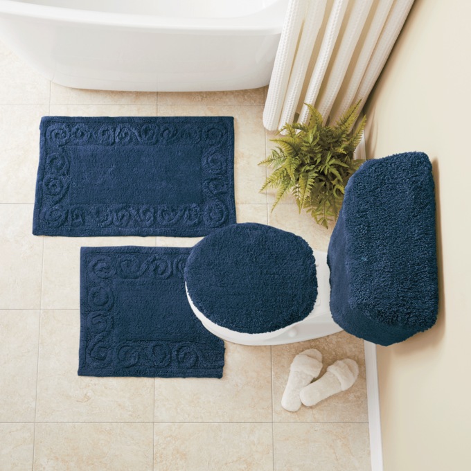 Bath Rug Set 3 Piece Bathroom ContourRug Toilet Mat Fan for