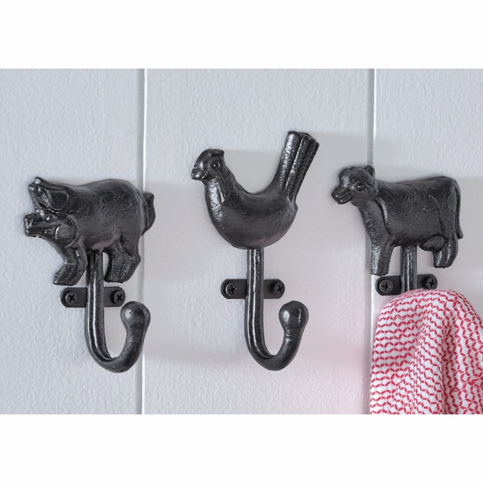 Set of 3 Farm Animal Wall Hooks, , large